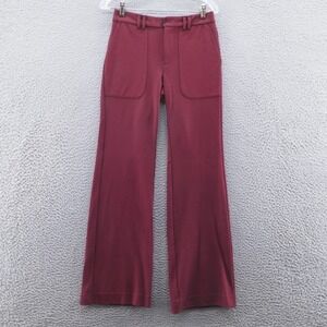 Anthropologie Womens The Essential Trouser Wide Leg Pants‎ 2 Red Mid Rise